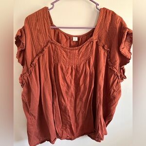 Old Navy Rust Orange Ruffle Peasant Blouse